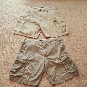 2 For $35 Men's Tan Cargo Shorts, Chaps, Ralph Lauren, Size 40